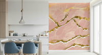 Soft Marble with Gold Accents Wall Mural – Sophisticated abstract wallpaper blending blush marble tones with subtle gold veining.