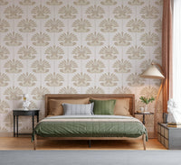 Balanced Floral Design Wall Mural – Elegant, symmetrical floral wallpaper combining soft tones and geometric alignment.