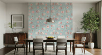 Birdie Blooms Pastel Floral Wallpaper – Delightful pastel wallpaper with flying birds and scattered blossoms.