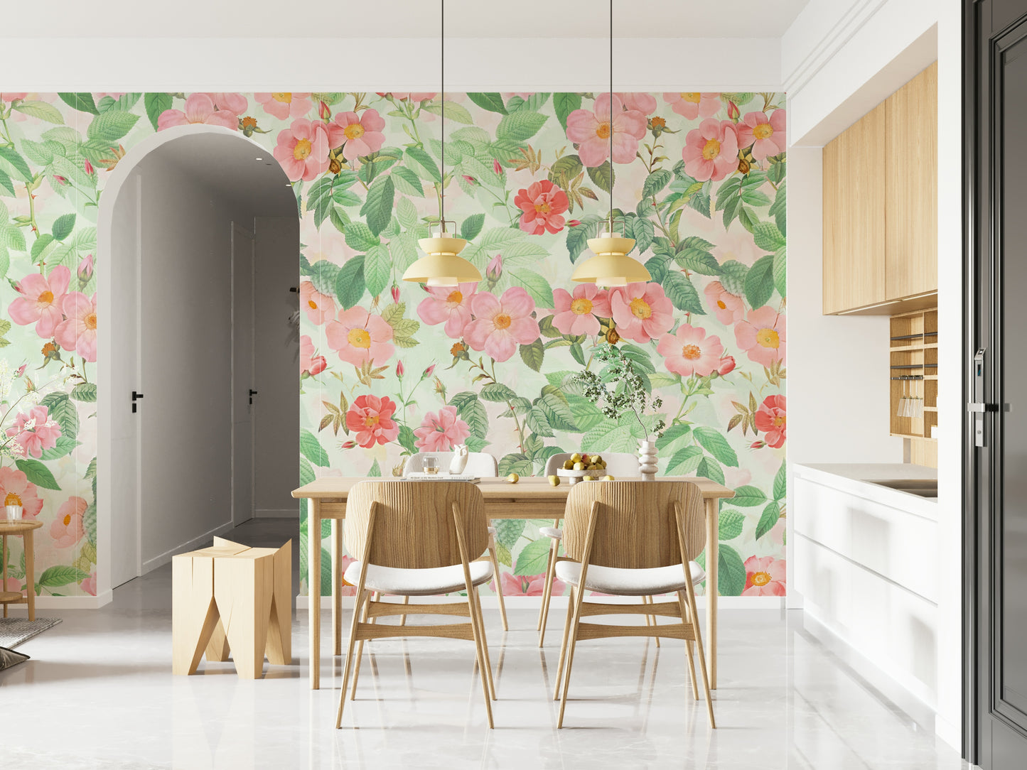 Vintage Redouté  Rose Garden Wall Mural