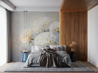 Soft Bloom Impressionist Flower Mural – Elegant art-inspired wallpaper featuring blurred floral patterns in soothing tones.