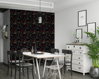 Contemporary wall covering featuring mysterious floral and foliage designs