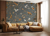 Decorative wall covering showcasing an enchanted forest with detailed foliage