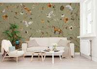 Nature-inspired mural of a forest arbor in rich fall colors