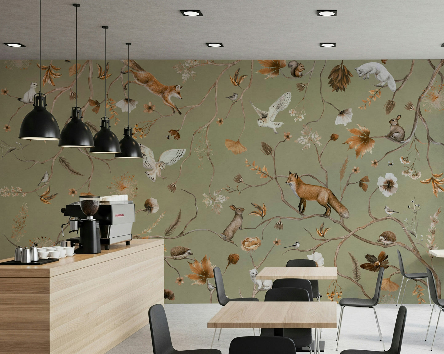 Detailed mural capturing the warmth and colors of an autumn forest