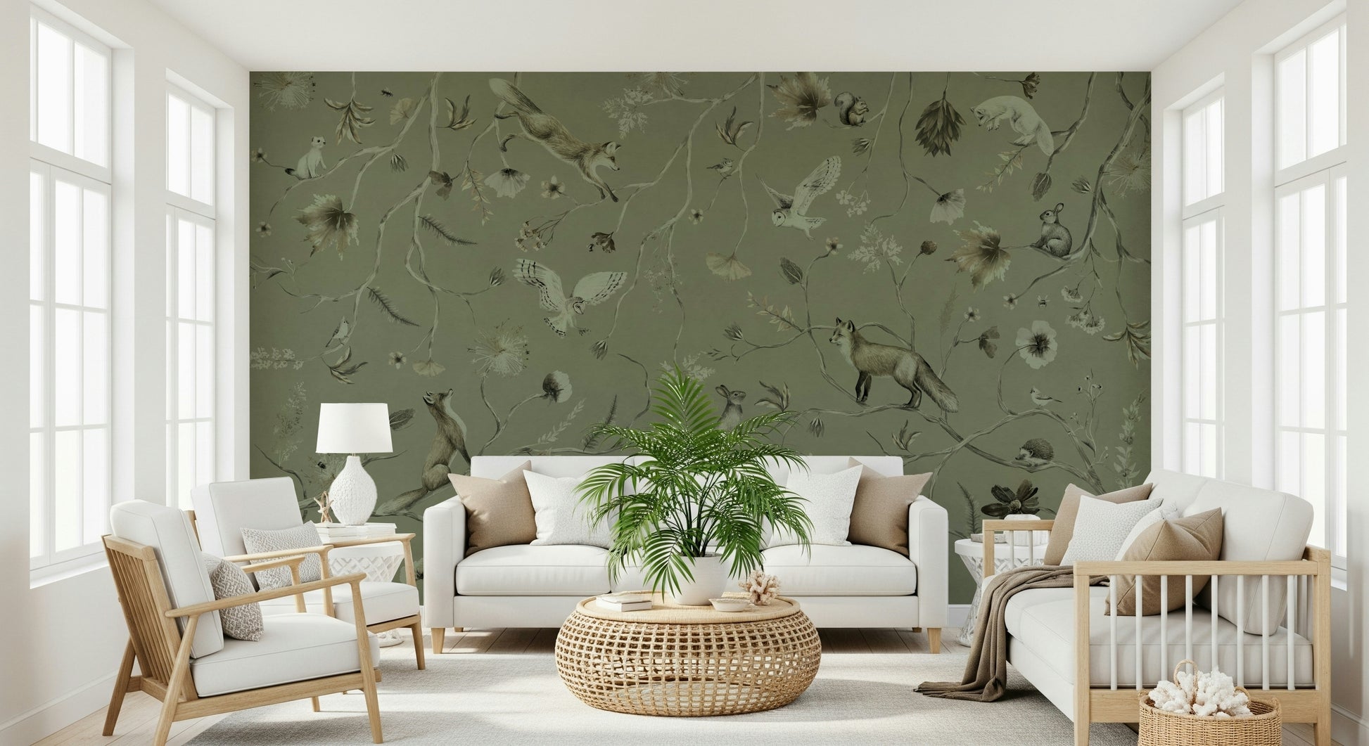 Serene woodland scene with trees and gentle forest foliage