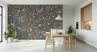 Romantic wall mural with birds and blossoms creating a harmonious nature theme.