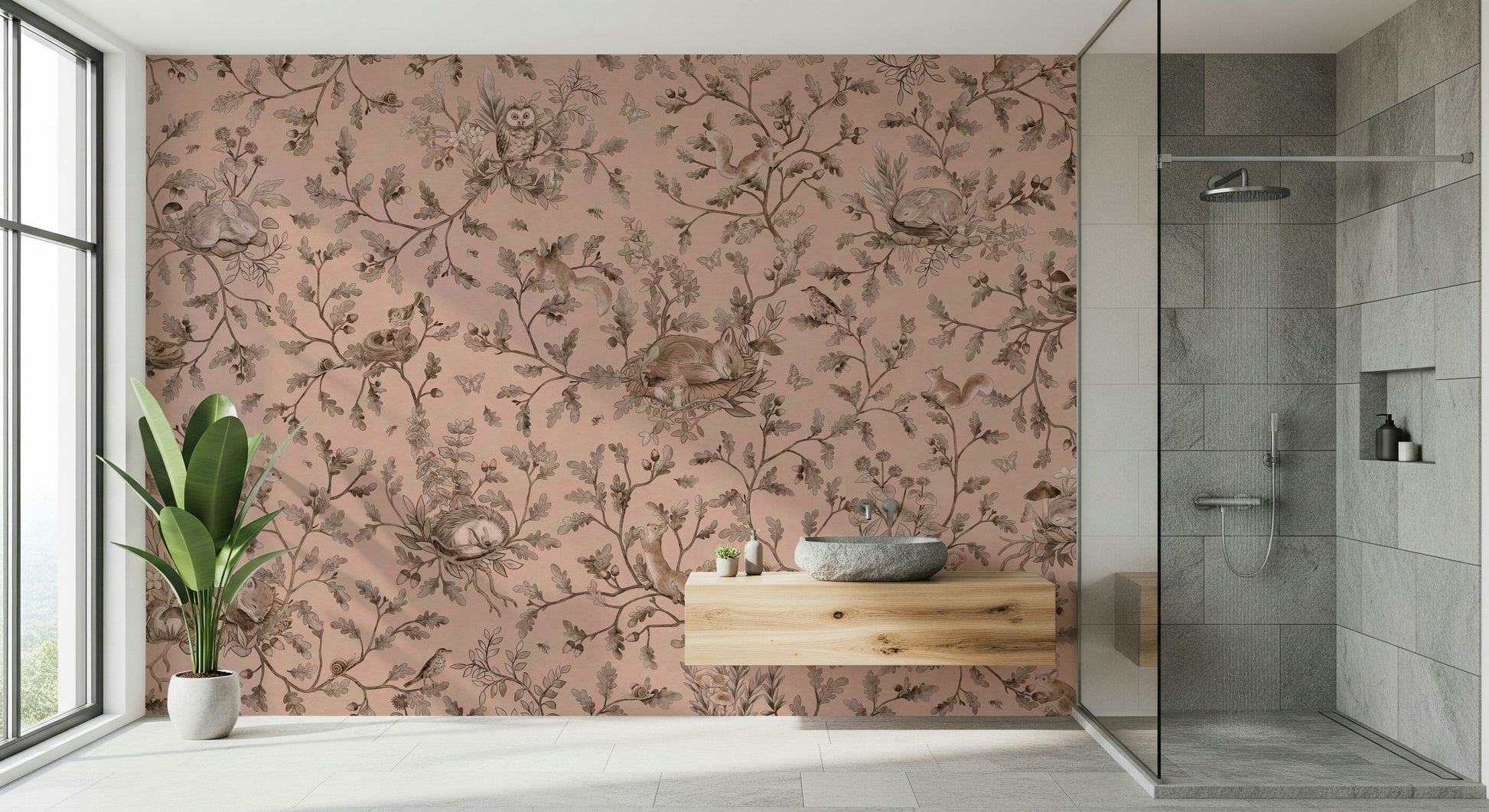 Sleepy Hollow Wall Mural showing a mysterious forest road disappearing into fog.