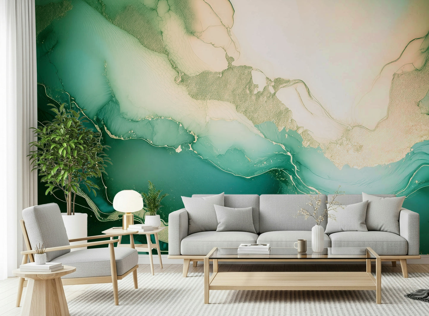 Emerald Marble Hues Wall Mural