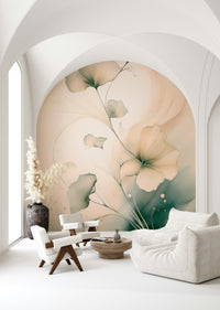 Elegant floral mural inspired by nature’s gentle beauty in soft, harmonious pastel shades.