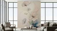 Elegant wall mural with pastel blossoms and dreamy textures for a serene, timeless interior look.
