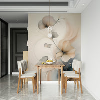 Elegant floral wall mural with gentle blossoms and airy textures creating a romantic ambiance.