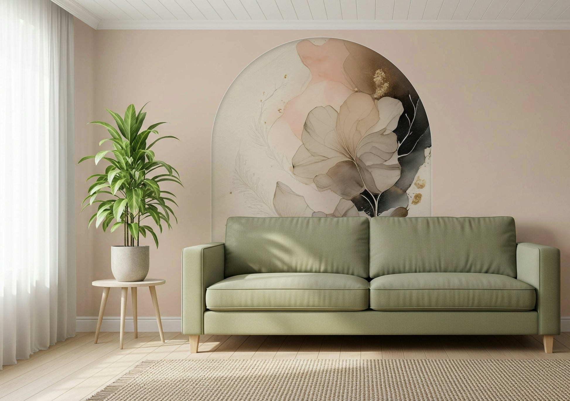Romantic wall mural showcasing gentle flower petals for a tranquil and elegant interior look.