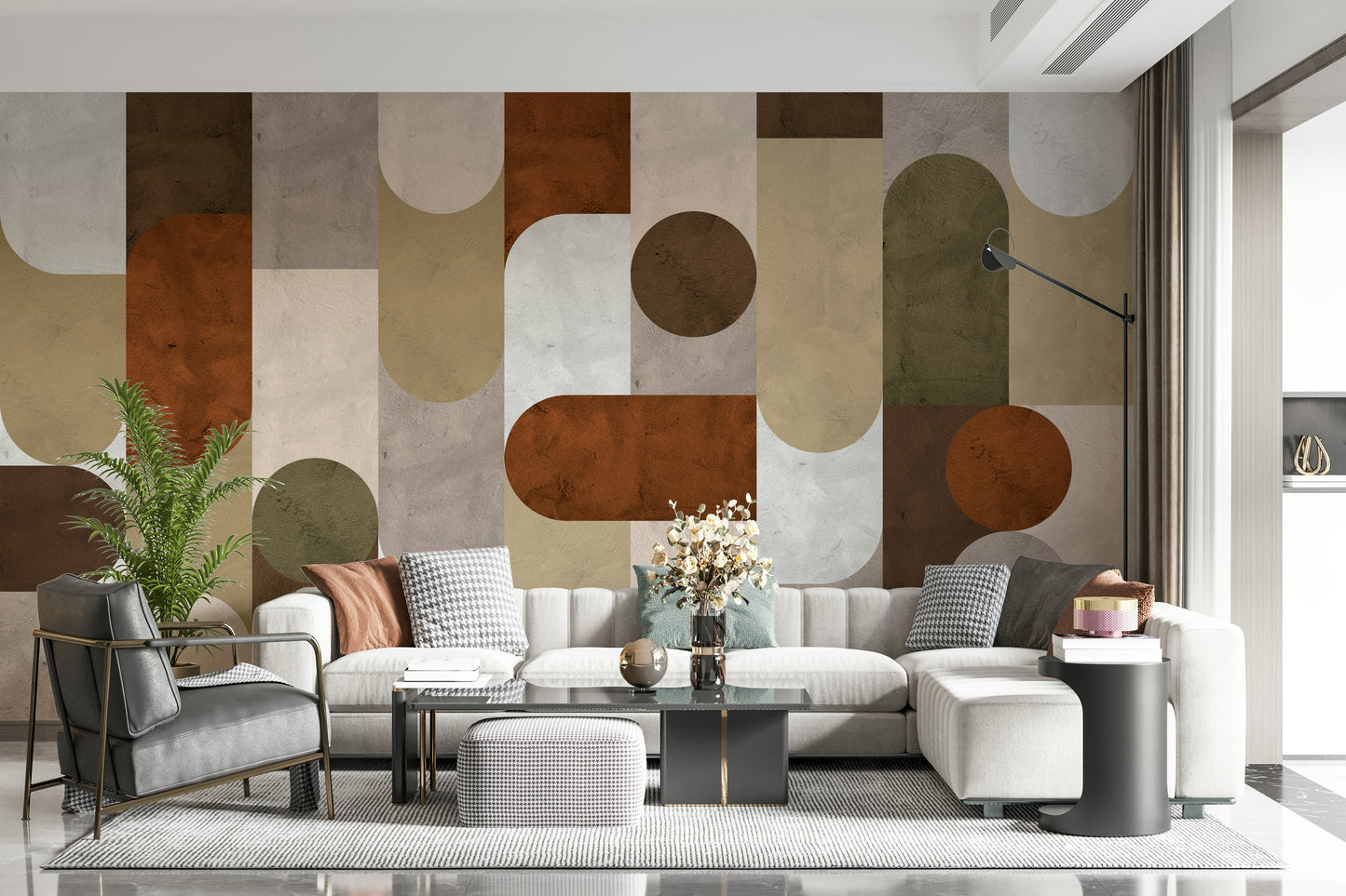 Decorative wall mural with vintage mosaic patterns ideal for eclectic or bohemian interiors.