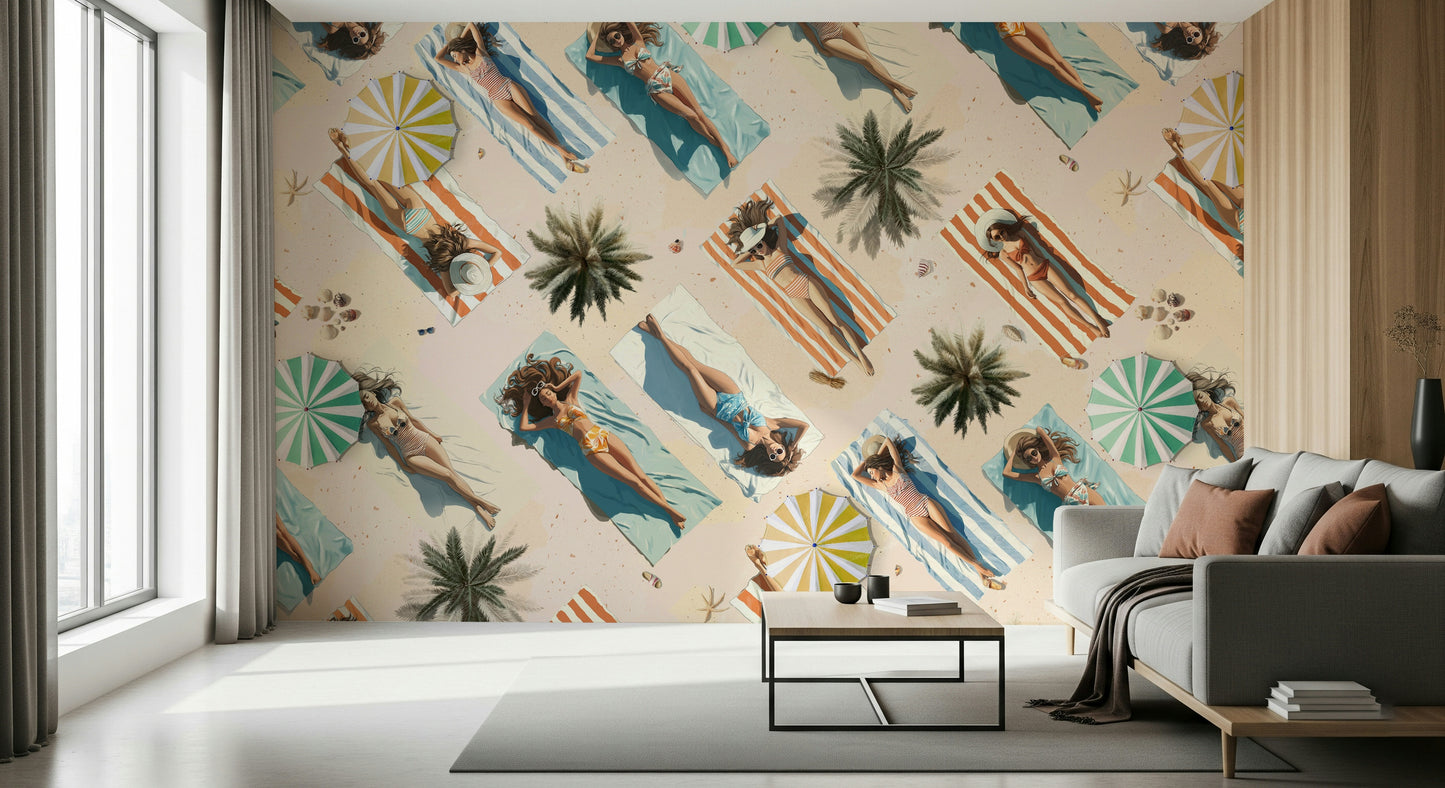Edge of Summer design mural evoking seaside serenity and golden sunset reflections.
