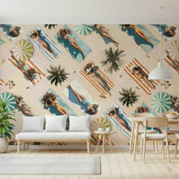 Abstract nature mural blending golden and airy tones reminiscent of the end of summer.