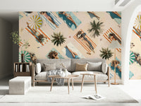 Wall mural depicting the peaceful transition from summer to autumn through subtle color blends.