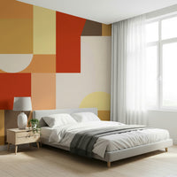 Abstract wall mural evoking the feeling of soft blankets, candlelight, and calm evenings.