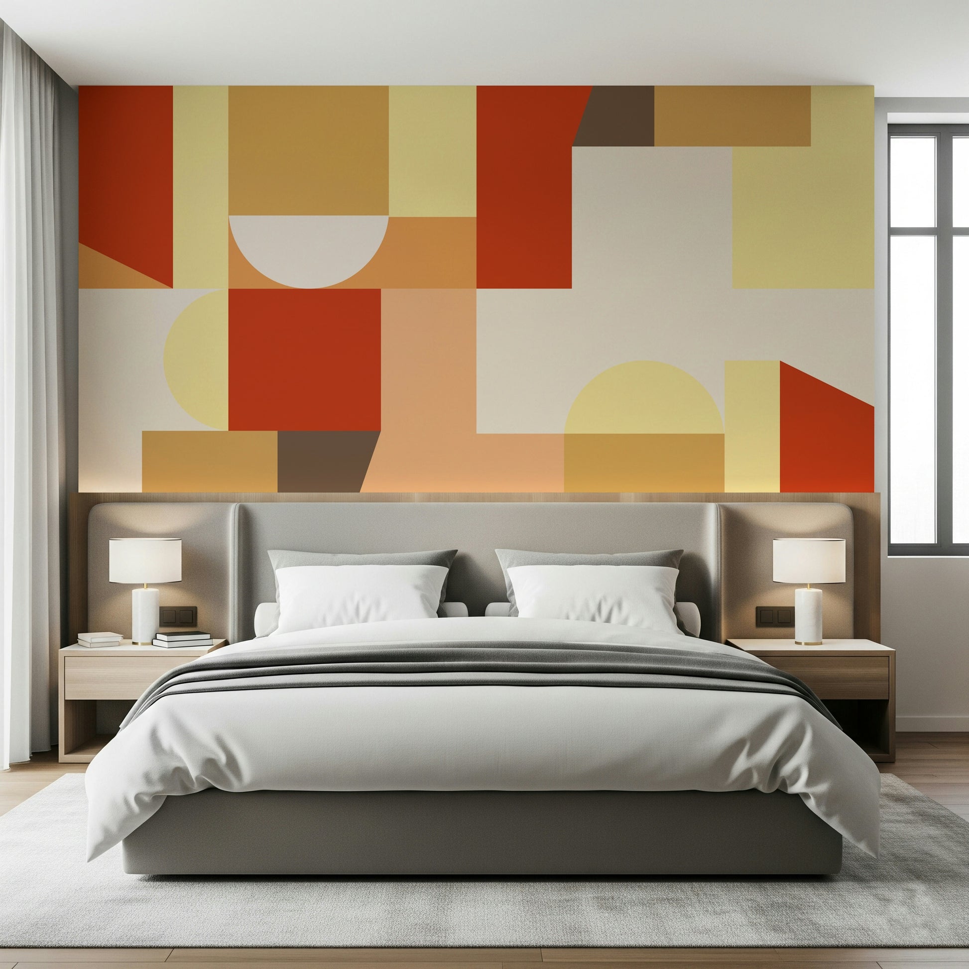 A tranquil mural with warm gradients that invite peace and relaxation.