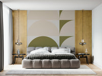 Panoramic retro mural capturing a glowing sunrise in warm, nostalgic tones for stylish interiors.