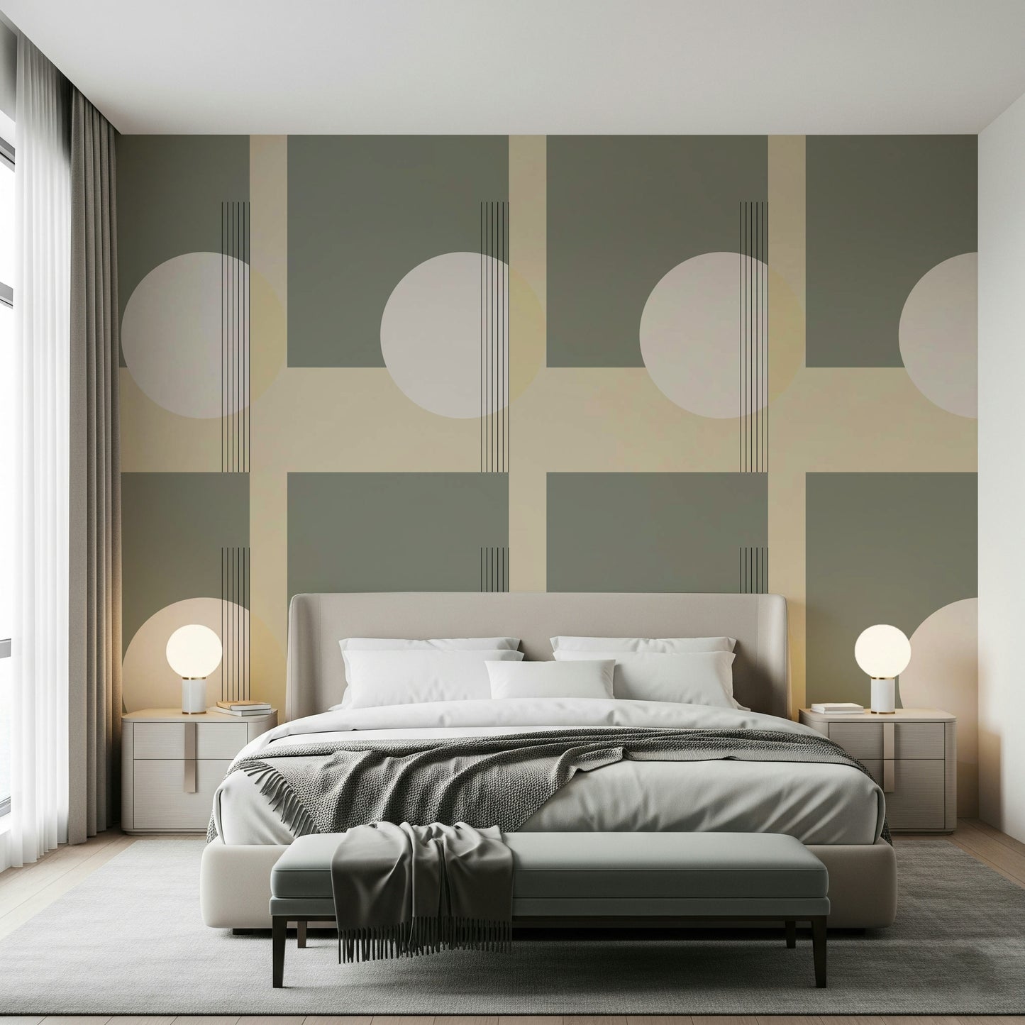 Soft Contrast geometric wall mural adding subtle depth and visual harmony to interior walls.