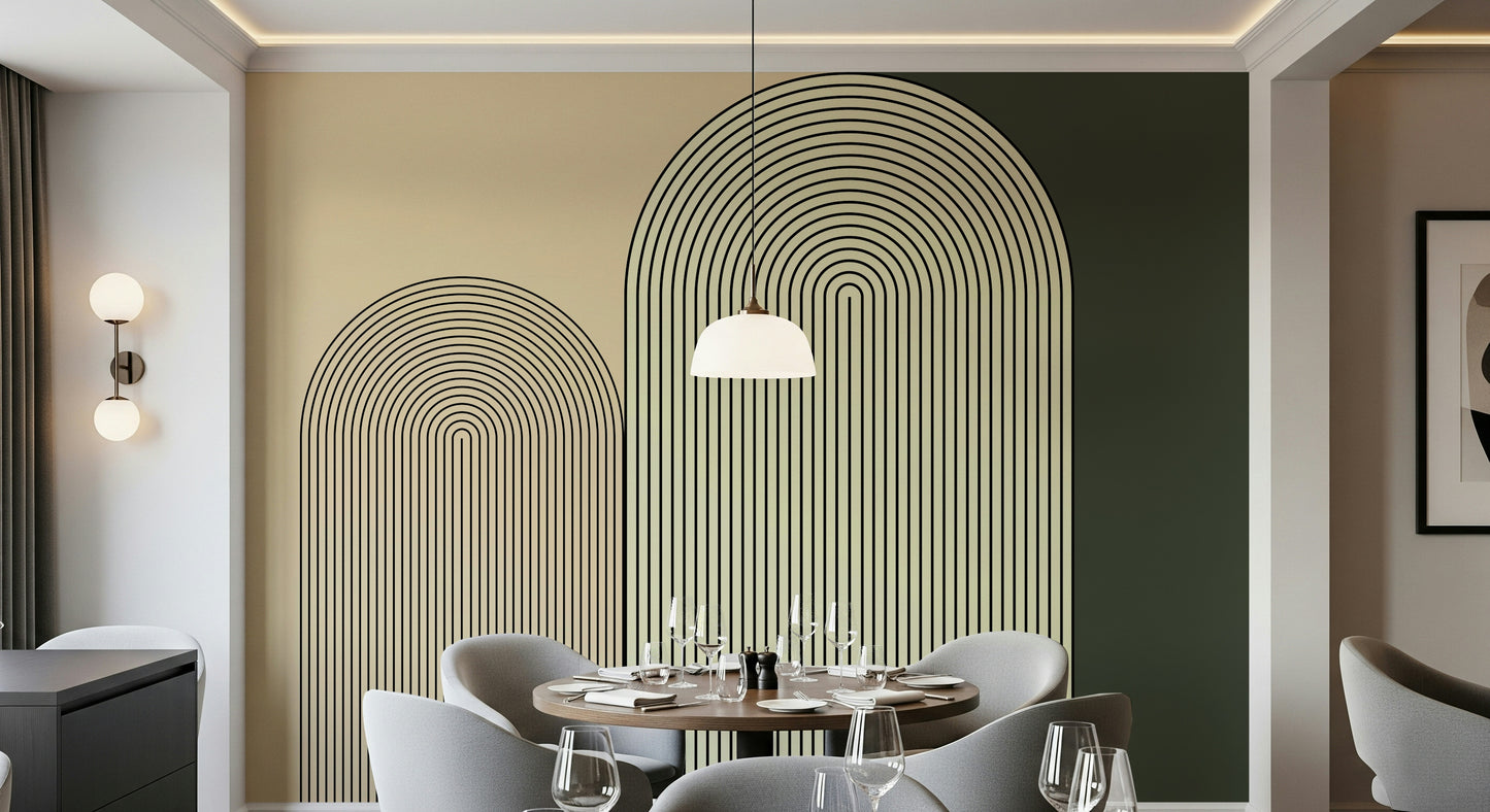 Neutral-toned arch wall mural offering a minimalist, modern statement for home or office décor.