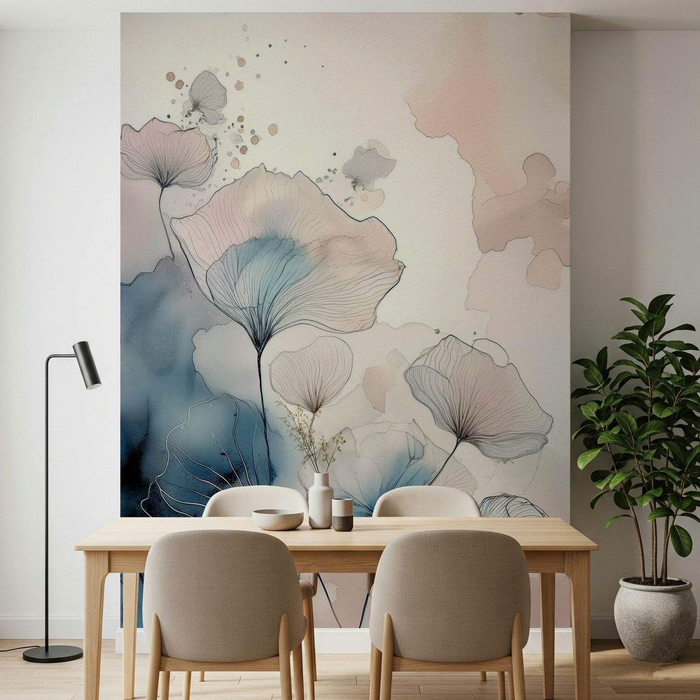 Delicate Floralscape Wall Mural