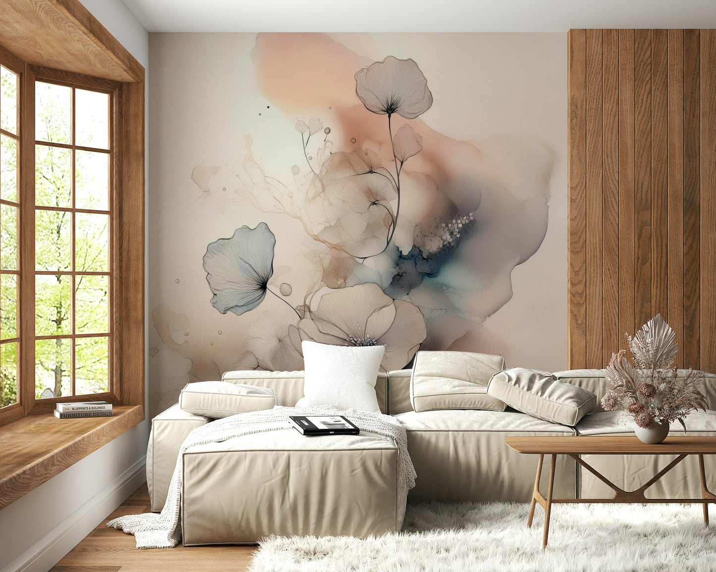 Watercolor Spiral Bloom Wall Mural