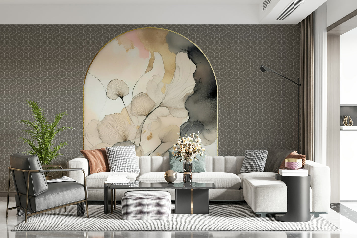 Elegant Gingko Archway Wall Mural