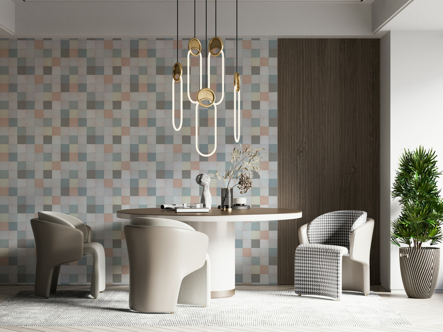 Soft Mosaic Tiles – Blue Mist Wallpaper⁠