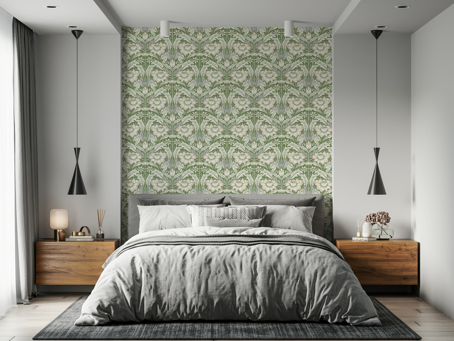 Timeless Garden – Sage Green Wallpaper⁠