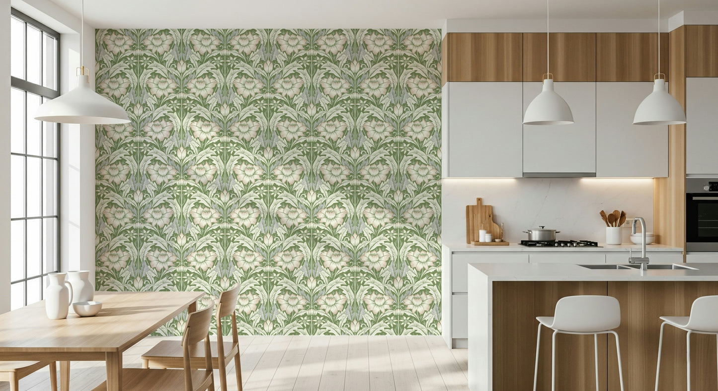 Timeless Garden – Sage Green Wallpaper⁠