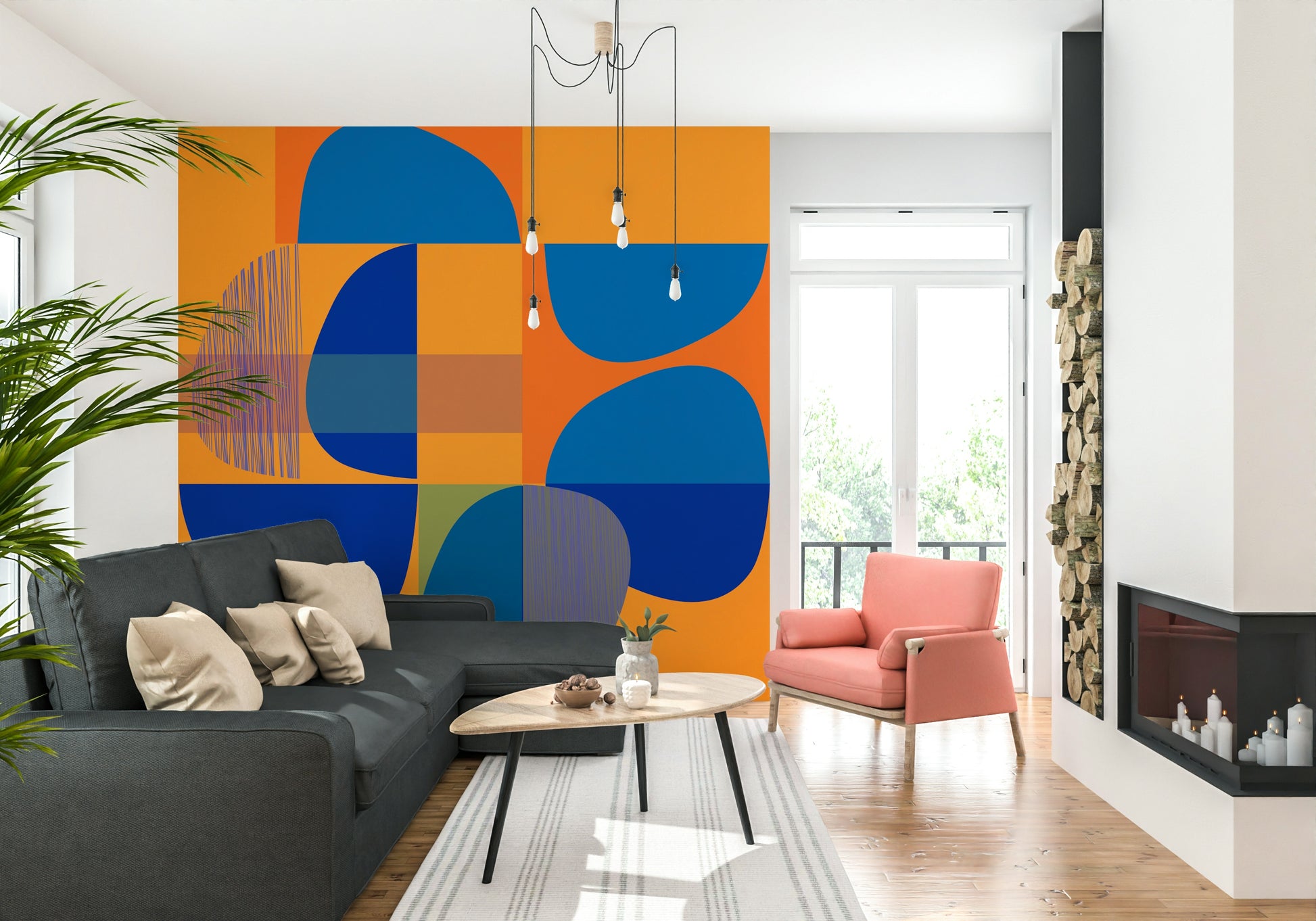 Modernist Vivid Geometry art, attractive abstract wall decor.