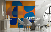 Dynamic Vivid Geometry mural, powerful color block design.
