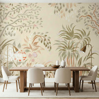 Artistic blooming foliage Garden Whispers wallpaper for walls graceful design.