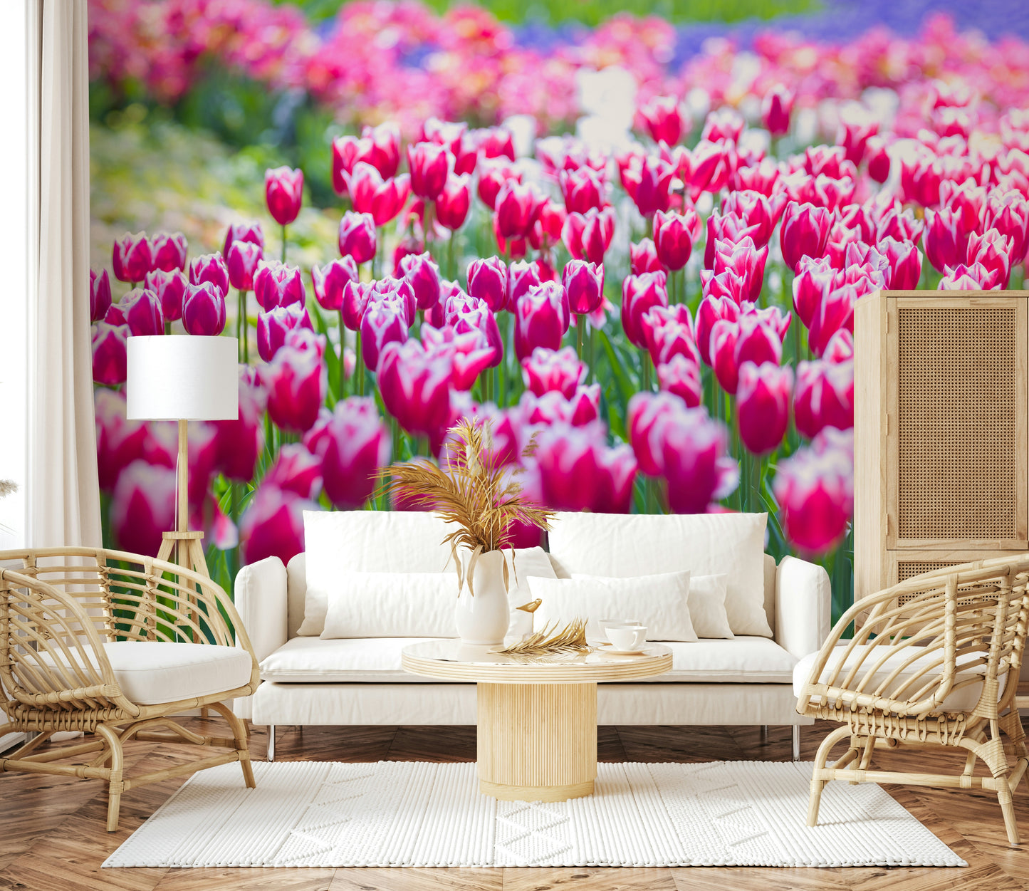 Amazing purple and crimson Tulip Wonderland bloom mural.
