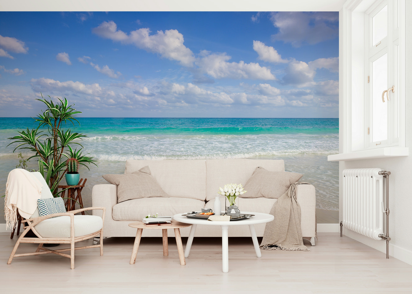 Aqua blue ocean Cancun Beach impressive wall mural design