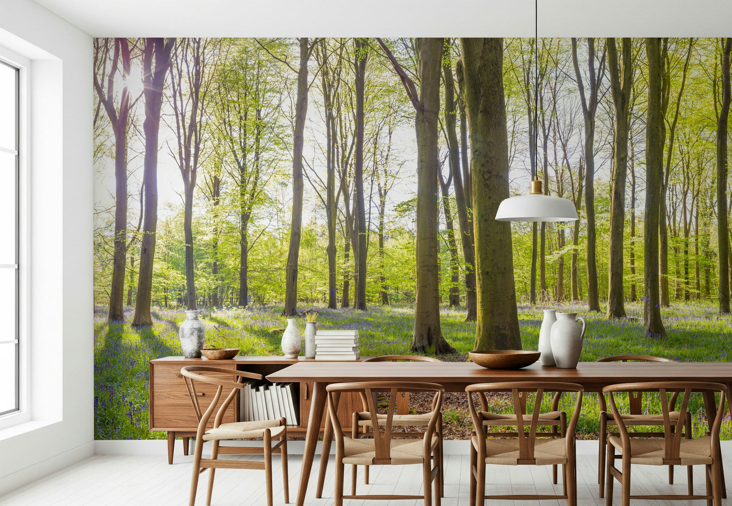 Wooded area Bluebell Woods premium wall mural lush green canopy