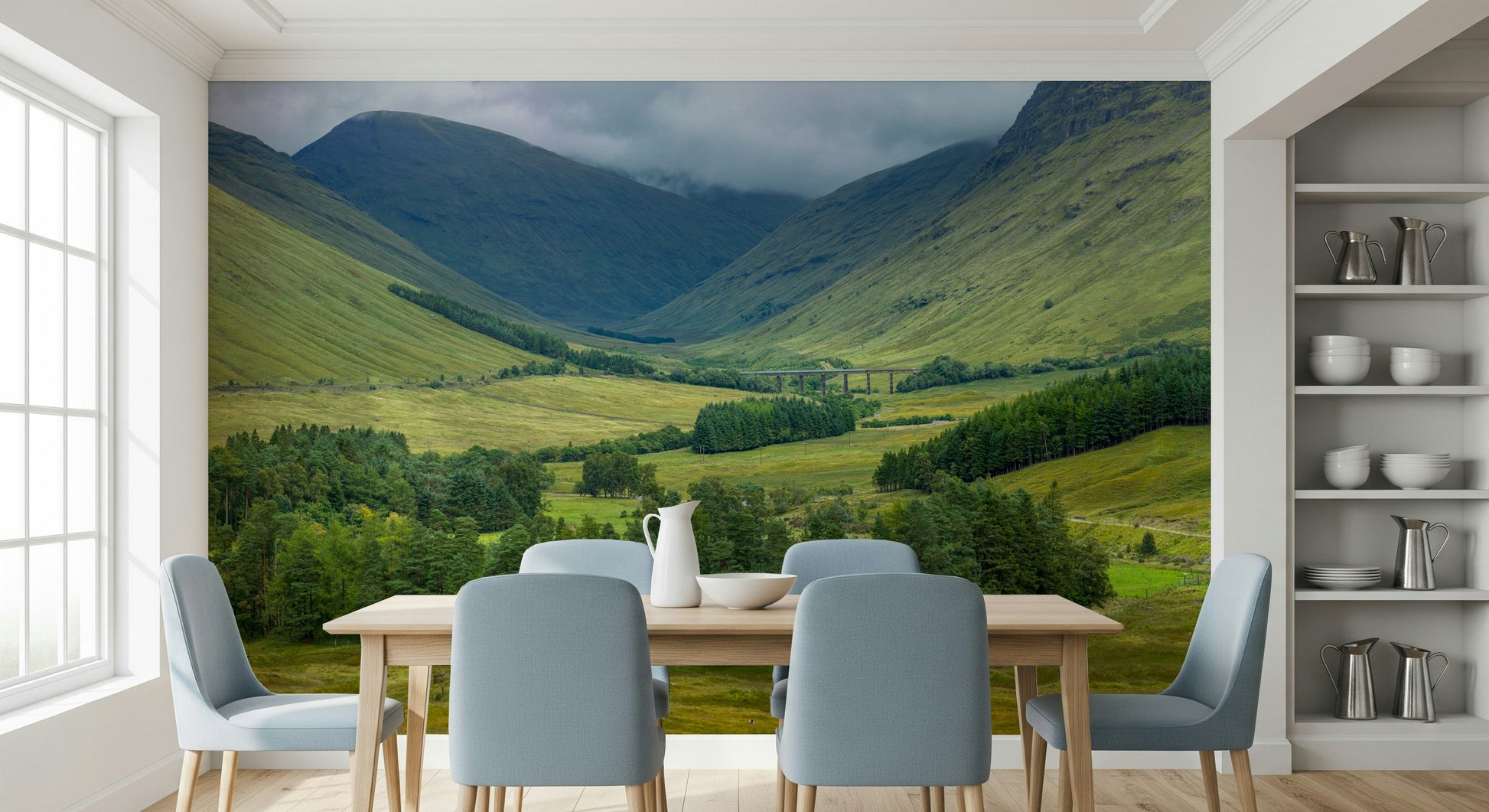 Interior design wall mural Scottish Highlands Vista outdoor beauty.