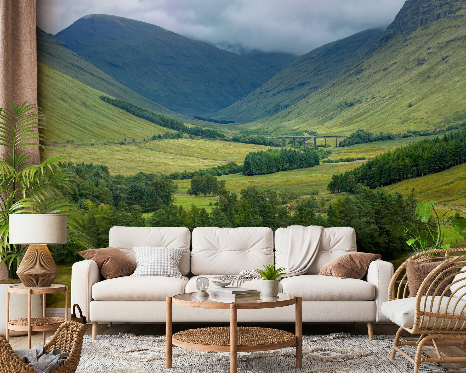 Home office wallpaper Scottish Highlands Vista immersive landscape
