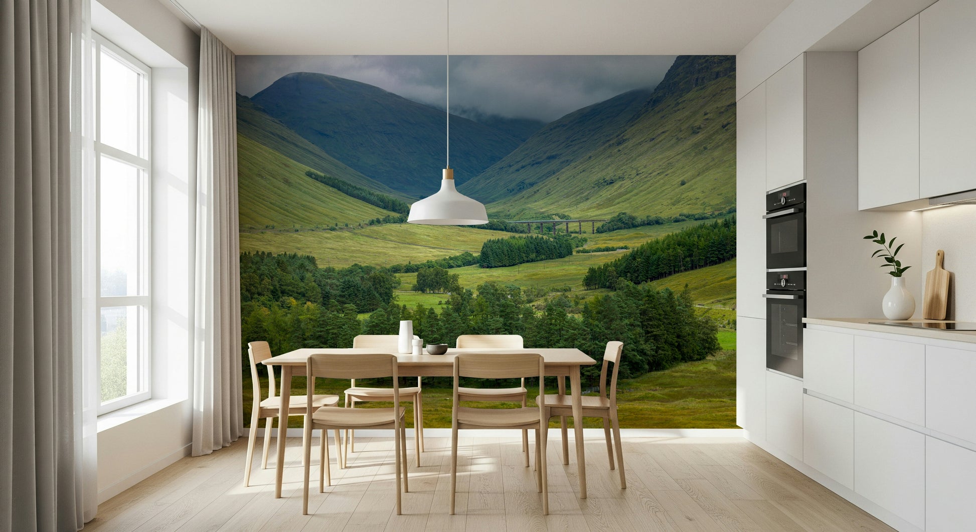Green valley backdrop Scottish Highlands Vista large wall art