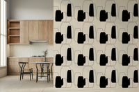 Simple Vessel Shapes abstract art, stylish wall mural of flasks, tincture bottles, and amphorae.