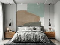 Stylish beige and serene aqua abstract strokes wallpaper.