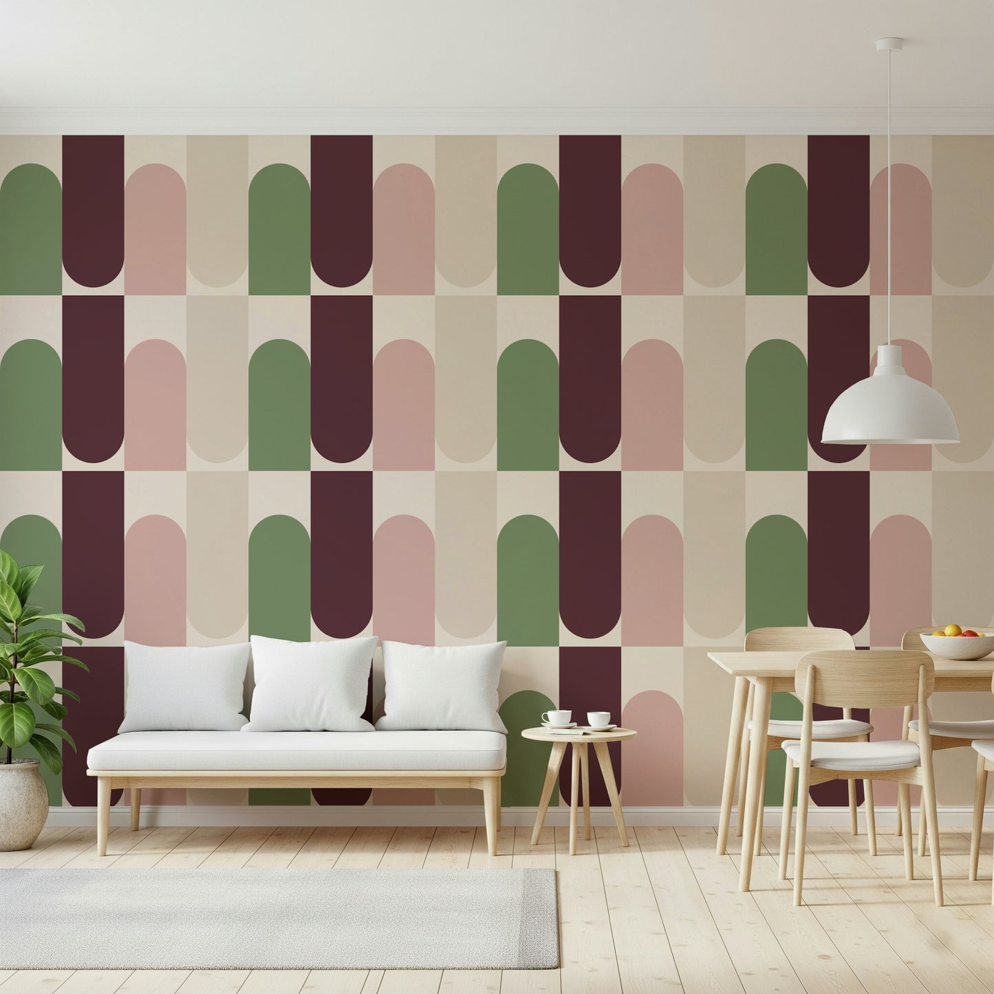 Abstract Shapes Blend mural wallpaper, pastel hues.