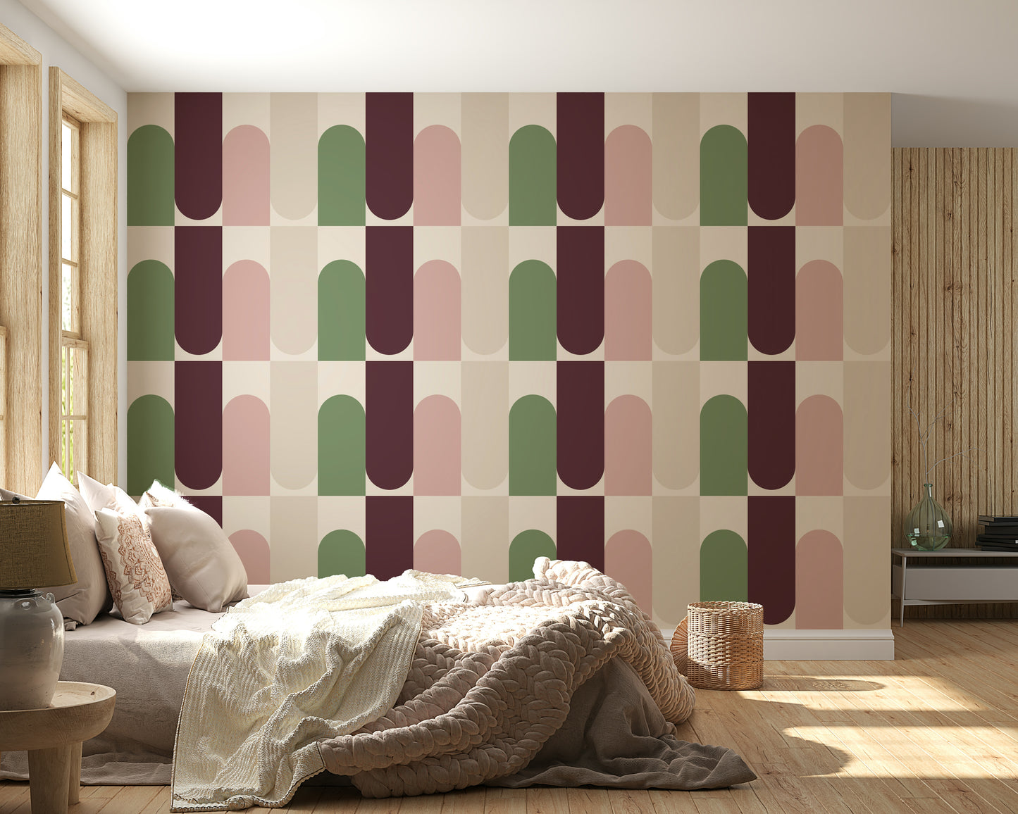 Stylish Shapes Blend pattern, arch wallpaper for walls.