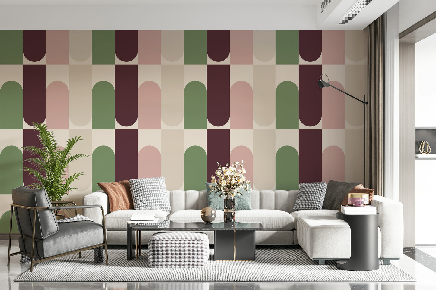 Modern wallpaper for walls, Shapes Blend design.