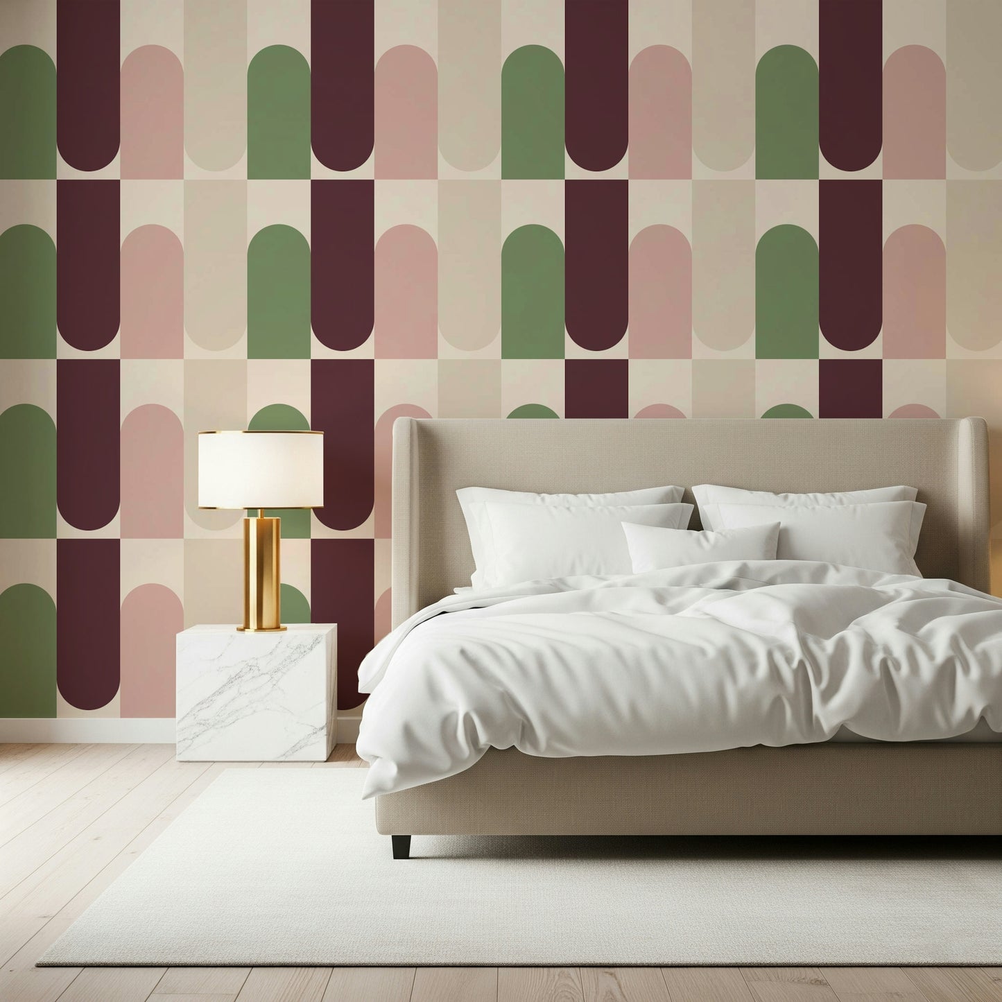Artistic Contemporary Shapes Blend mural, smooth lines.