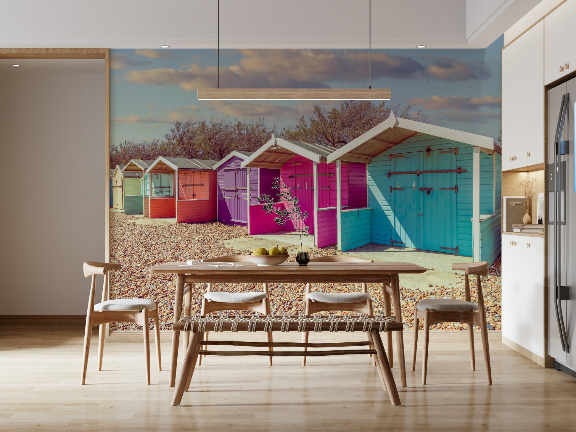 Pastel hued coastal homes, the perfect Beach Row Bliss scene.