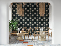 Statement Luxe Palms wall mural featuring stylized, symmetrical palm plants.