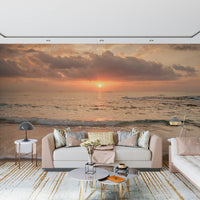 High-quality Gilded Shores mural wallpaper, realistic shoreline photograph art.